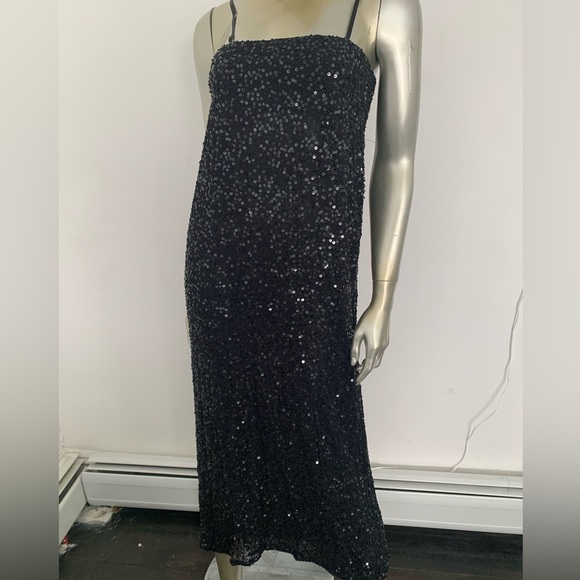 Black strapless sequin embellish midi formal cocktail prom dress size 6 - Picture 5 of 11